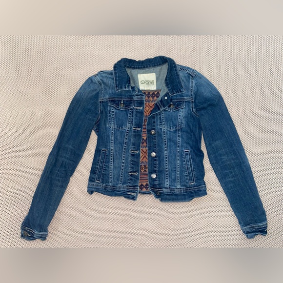 Warehouse One Jean Jacket Western Aztec Embroidered Back Design - Picture 3 of 8